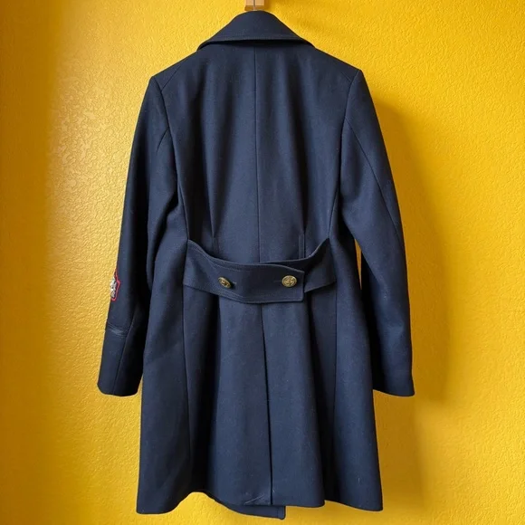 Coach 1941 Naval Officer Double Breasted Navy Wool Pea Coat with jeweled patches - Picture 6 of 10